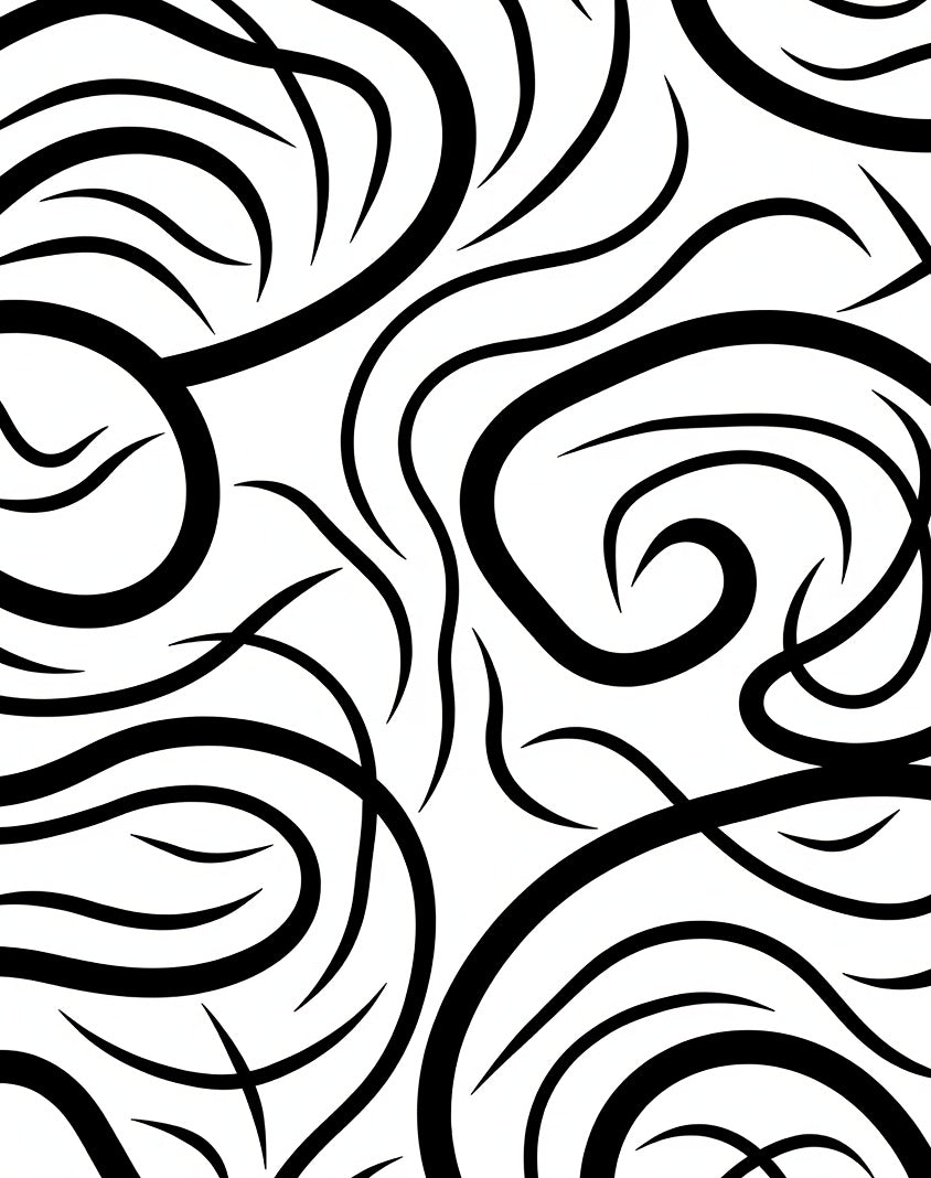 Abstract Black Wave Pattern Design Rug