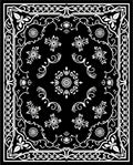 Elegant Black and White Floral Medallion Design Rug