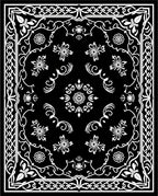 Elegant Black and White Floral Medallion Design Rug