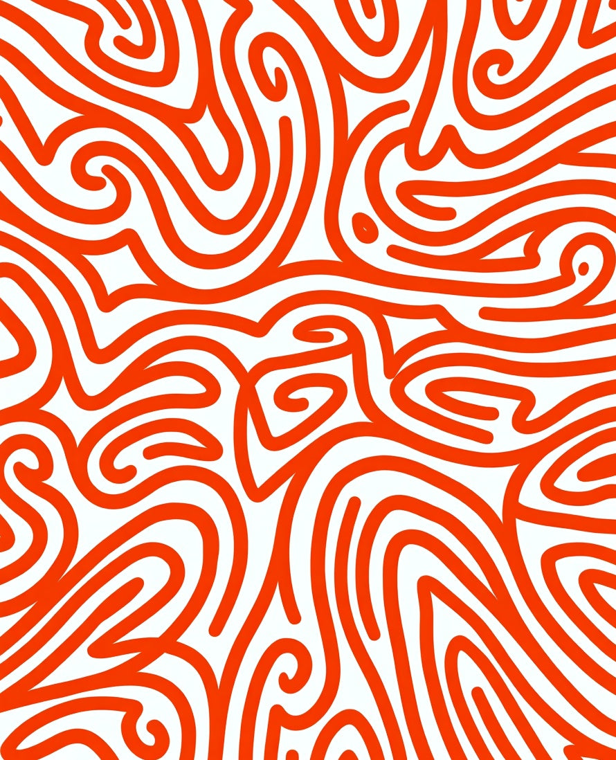 Bold Orange Swirl Pattern Rug