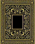 Black Gold Ornate Frame Pattern Rug