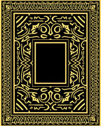 Black Gold Ornate Frame Pattern Rug