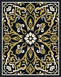Intricate Gold Floral Damask Design Rug