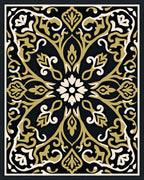 Intricate Gold Floral Damask Design Rug