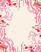 Whimsical Pink Abstract Floral Pattern Rug