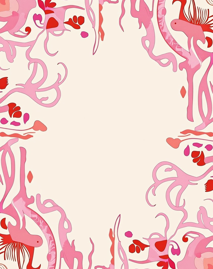 Whimsical Pink Abstract Floral Pattern Rug