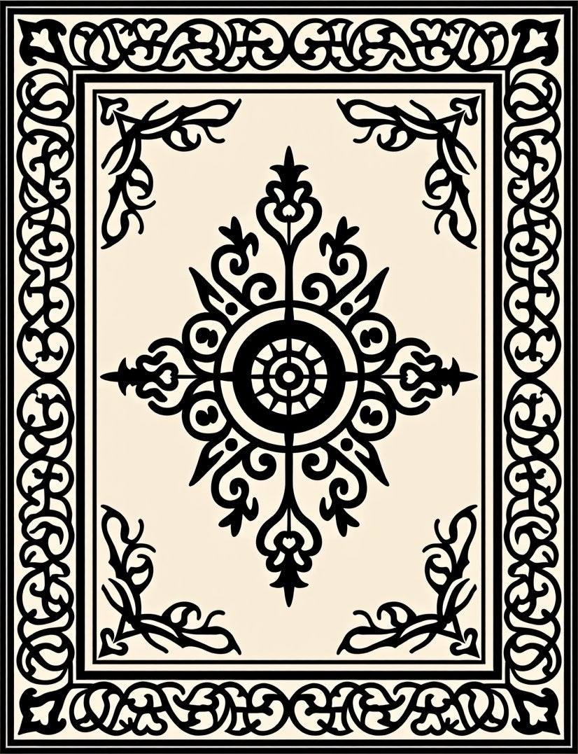 Classic Black Ornate Decorative Rug