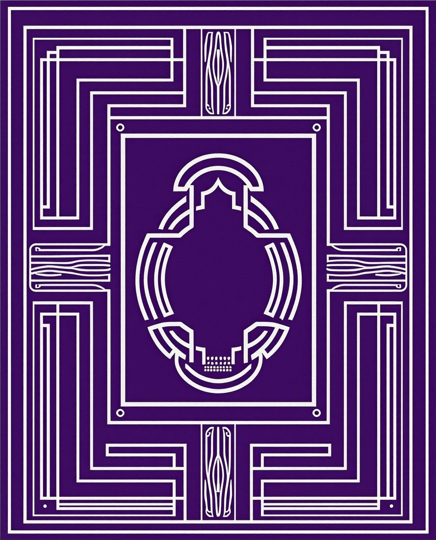 Purple Geometric Frame Design Rug