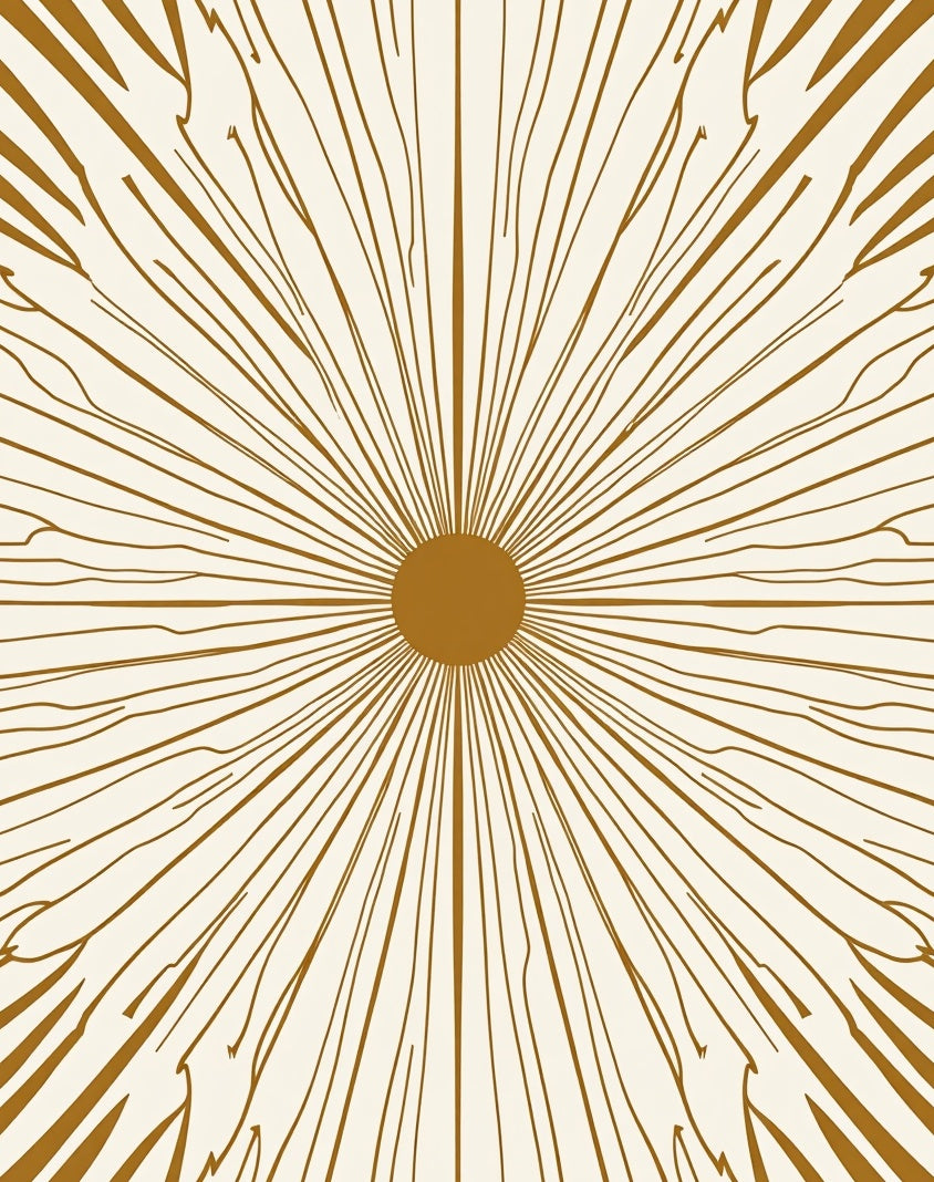 Golden Sunburst Geometric Design Rug
