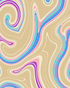 Swirling Pastel Wave Pattern Rug