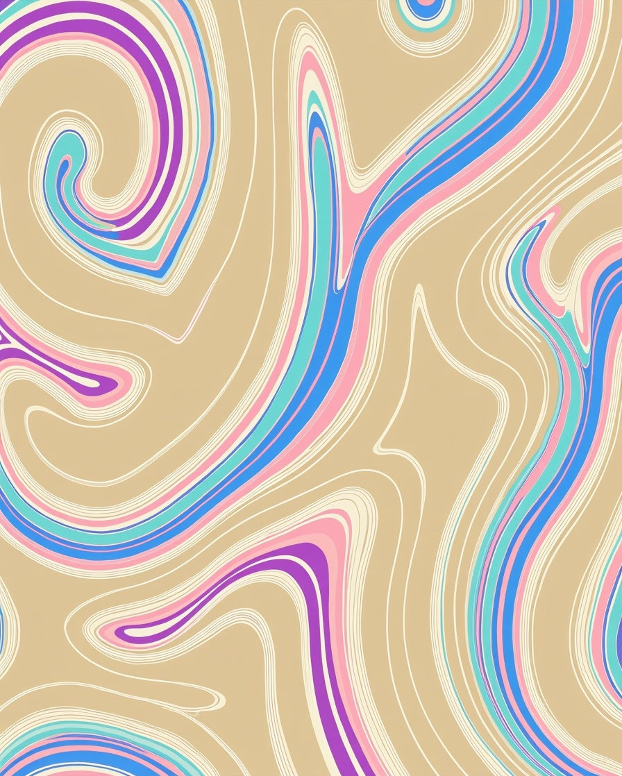 Swirling Pastel Wave Pattern Rug