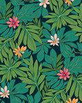 Earthy Green Foliage Floral Pattern Rug