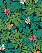 Earthy Green Foliage Floral Pattern Rug