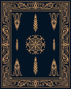 Ornate Gold Feather Mandala Pattern Rug
