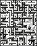 Black White Abstract Maze Pattern Rug