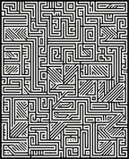 Black White Abstract Maze Pattern Rug