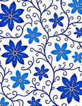 Blue Floral Vine Pattern Design Rug