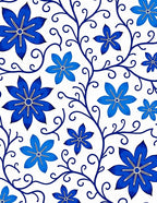 Blue Floral Vine Pattern Design Rug