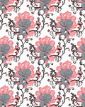 Floral Vines With Pink Gray Design Rug