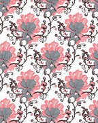 Floral Vines With Pink Gray Design Rug