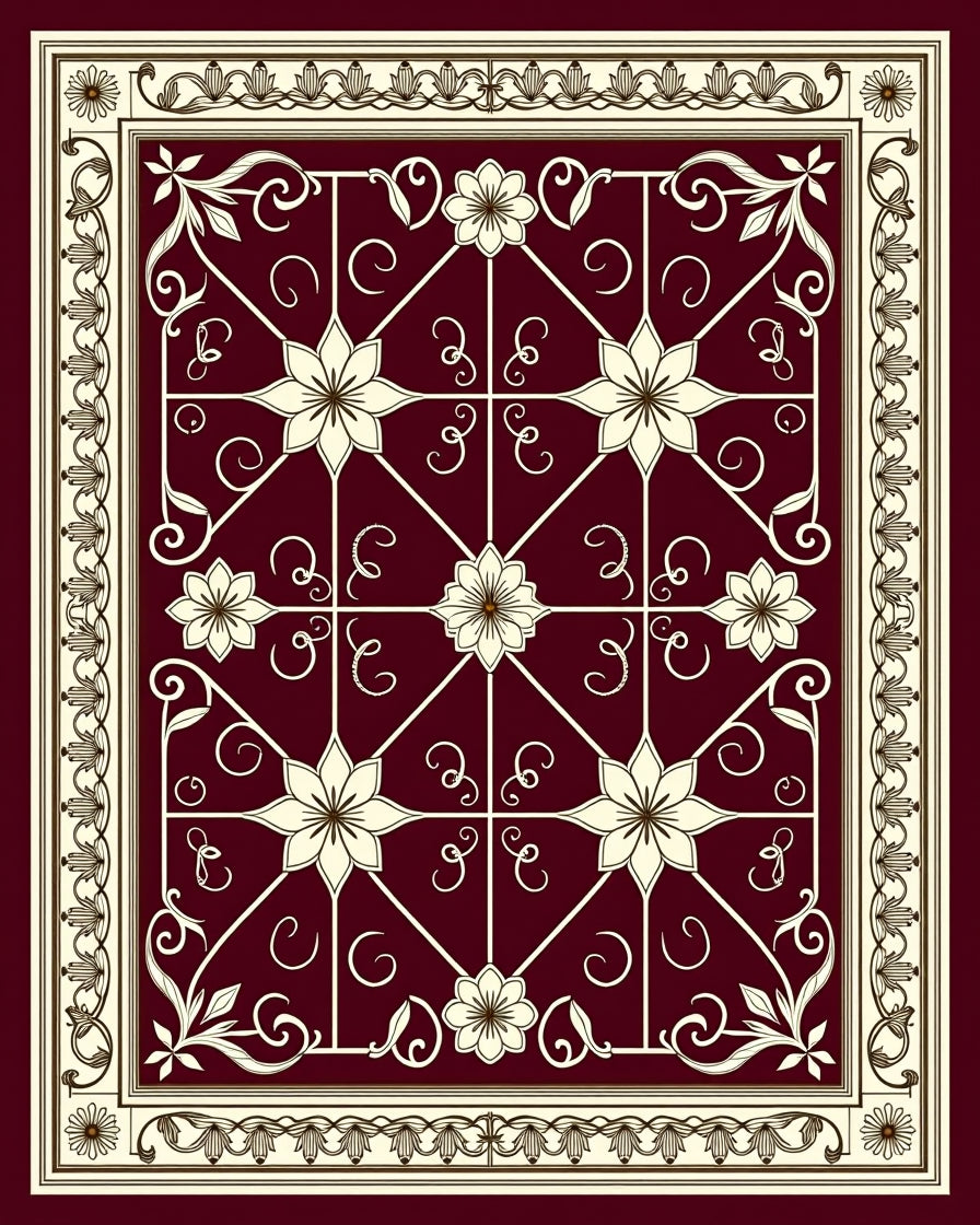 Elegant Floral Screen Inspired Design Rug