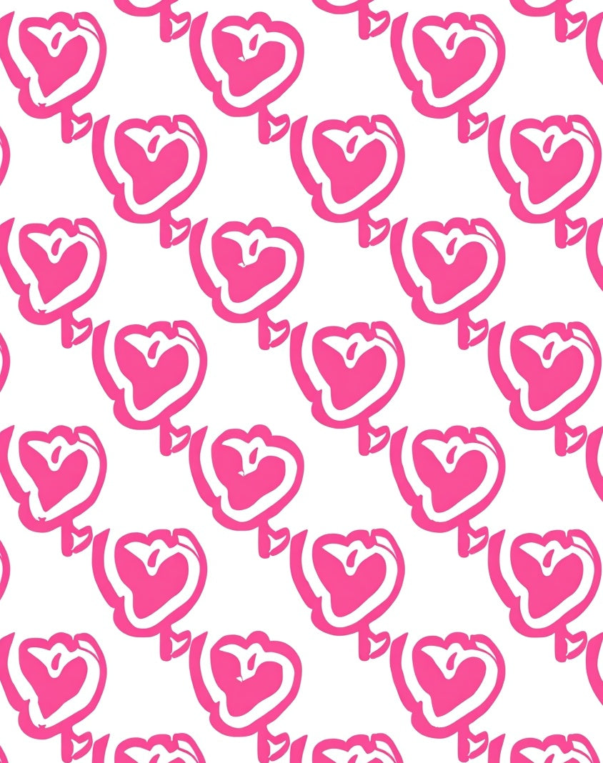 Pink Heart Patterned Whimsical Rug