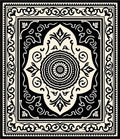 Intricate Floral Mandala Black Cream Rug