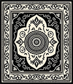 Intricate Floral Mandala Black Cream Rug