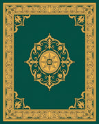 Ornate Gold Medallion Border Design Rug