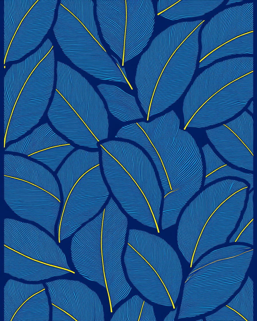 Deep Blue Feather Pattern Design Rug