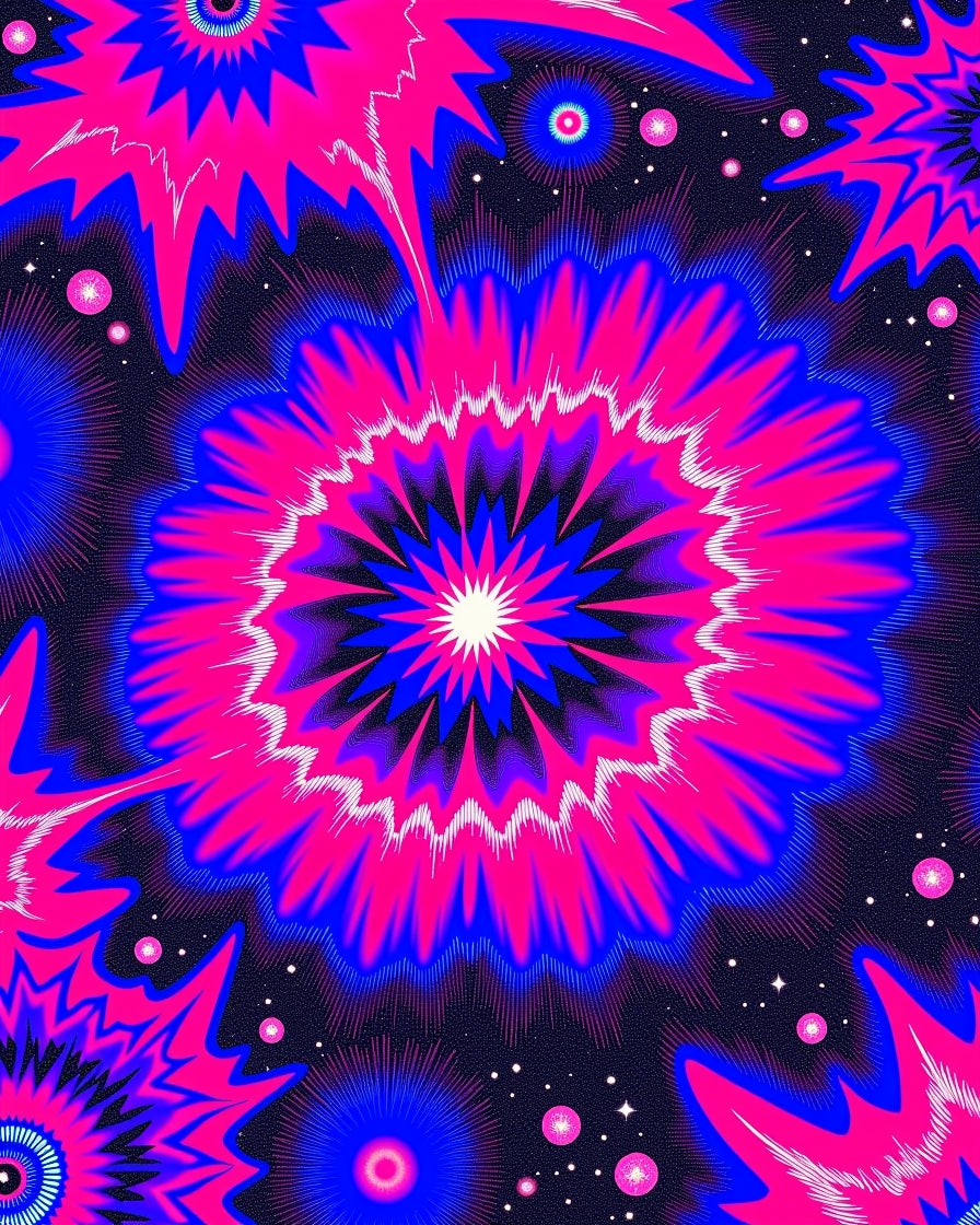 Electric Bloom Psychedelic Pattern Rug