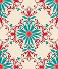 Regal Red Teal Floral Mandala Design Rug