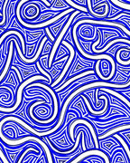 Blue White Swirling Abstract Pattern Rug