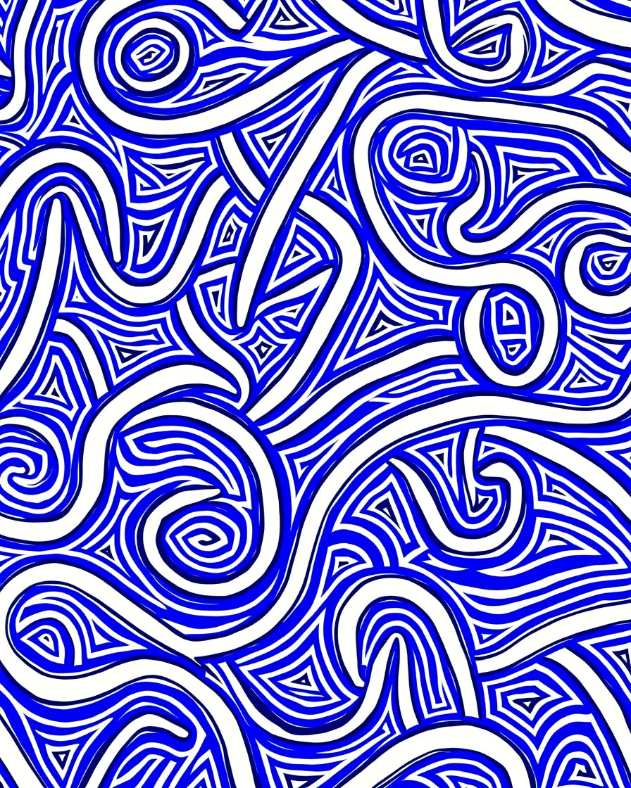 Blue White Swirling Abstract Pattern Rug