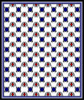 Classic Red Blue Geometric Tile Pattern Rug