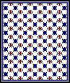Classic Red Blue Geometric Tile Pattern Rug