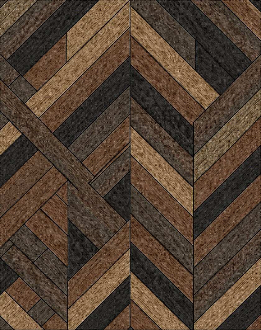 Wooden Herringbone Pattern Rug