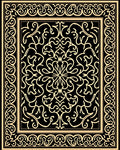Golden Floral Scrollwork Black Rug