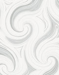 Abstract Swirls Gray and White Design Rug