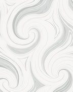 Abstract Swirls Gray and White Design Rug