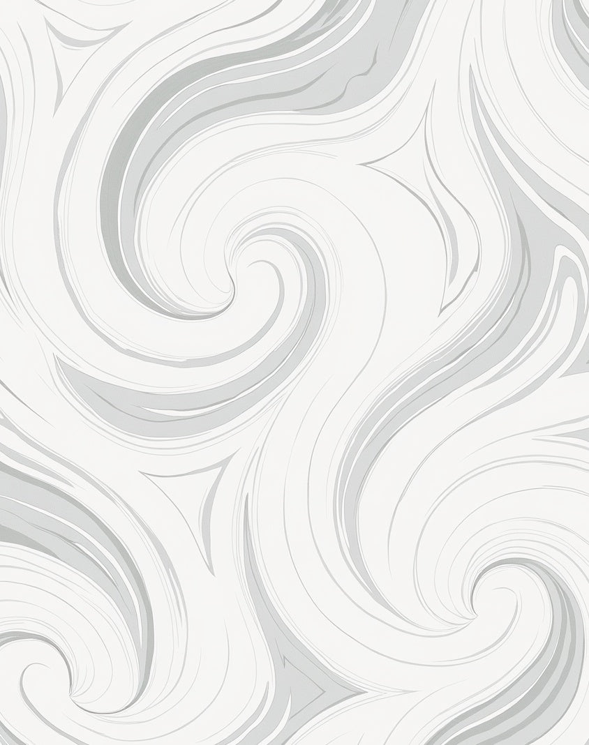 Abstract Swirls Gray and White Design Rug