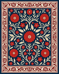 Ornate Red Floral Garden Design Rug