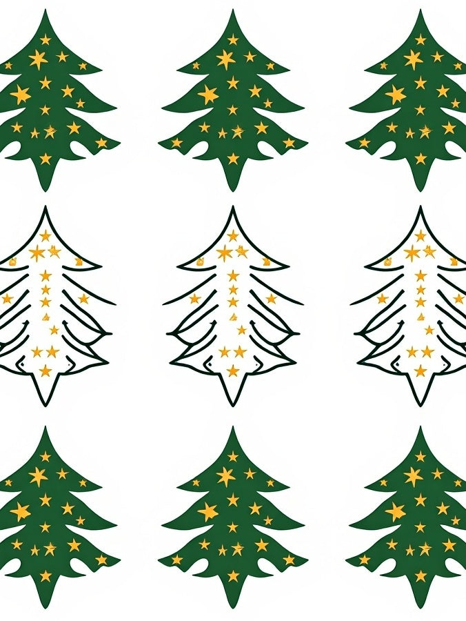 Green Star Christmas Tree Repeat Rug
