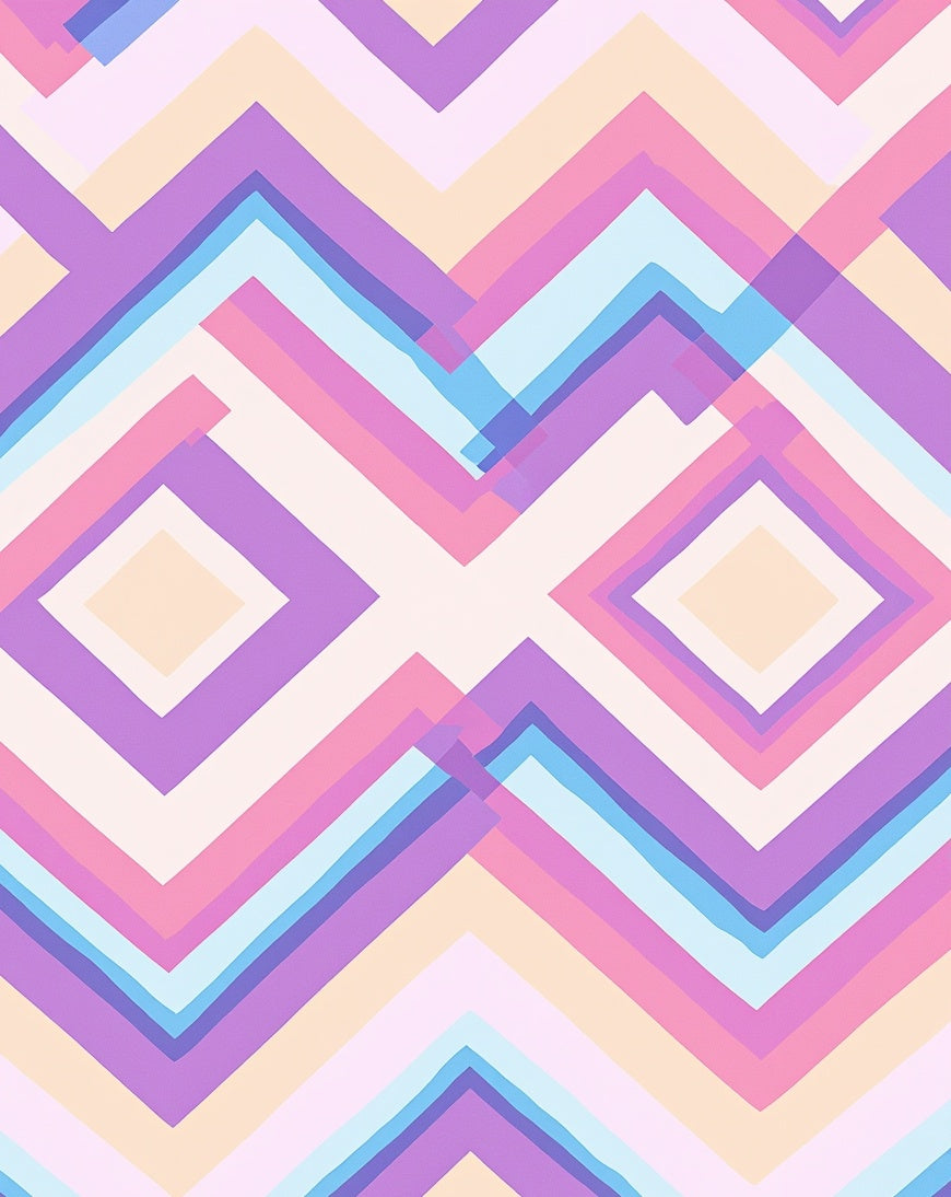 Geometric Pastel Chevron Design Rug