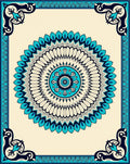 Intricate Teal Mandala Pattern Rug