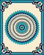 Intricate Teal Mandala Pattern Rug
