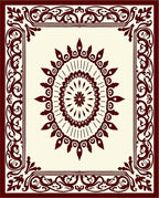 Classic Burgundy Medallion Floral Pattern Rug