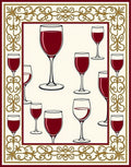 Elegant Wine Glasses Pattern Border Rug