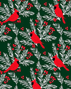 Cardinal Birds Red Berries Pattern Rug