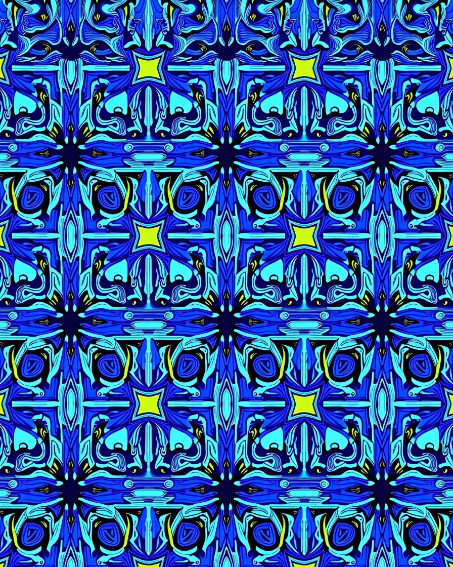 Abstract Blue Yellow Geometric Pattern Rug